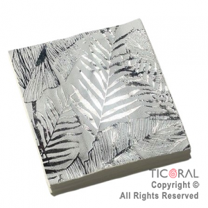 SERVILLETA HOJAS STAMPING PLATA GM 33X33 X 12